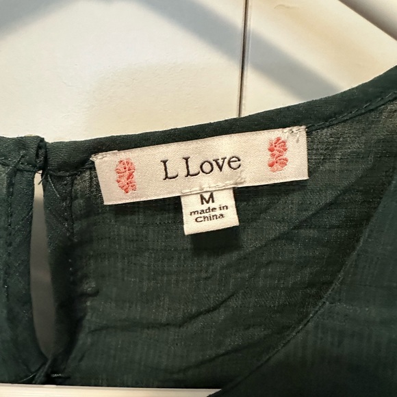 L Love Gauze-like sleeveless Top - hunter green, Size M - Picture 3 of 5